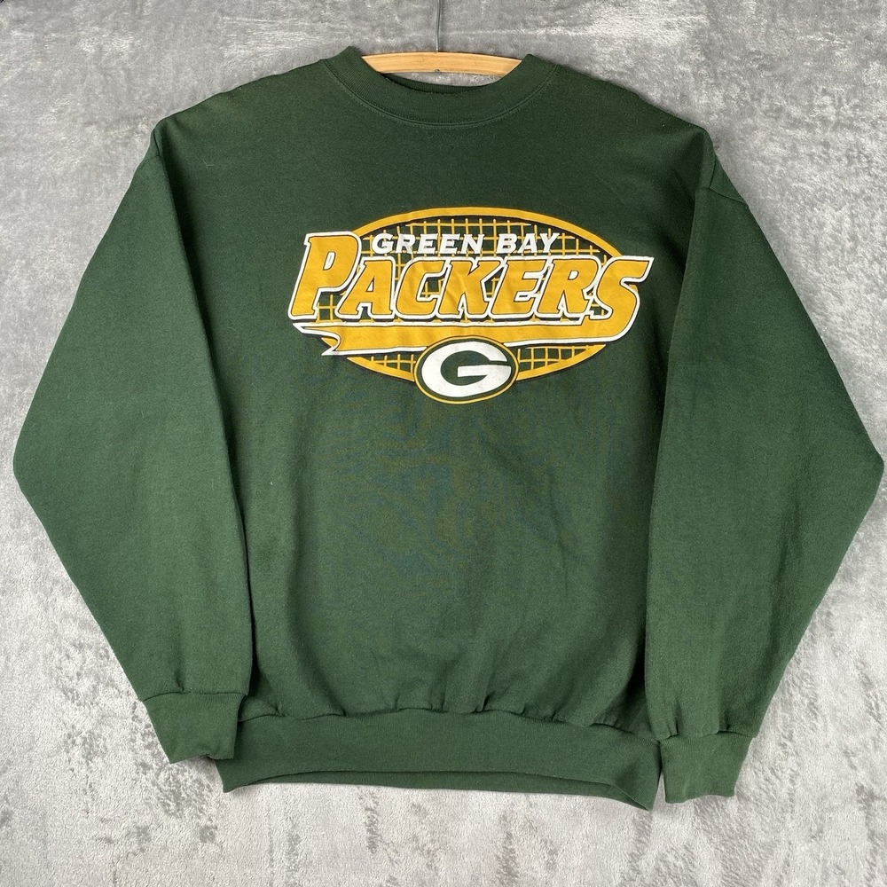 Vintage Green Bay Packers Sweatshirt Mens Size L Green 90s Crewneck NFL Football